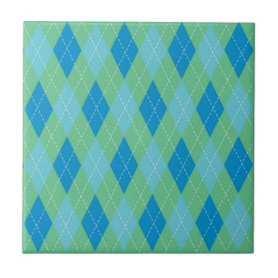 Azulejo De Cerâmica Estilo Azul Turquesa Verde Padrão Argyle