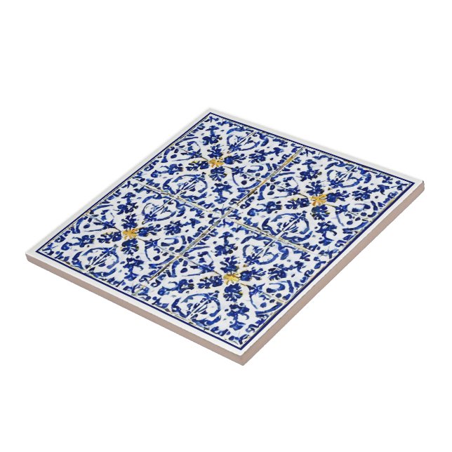 Azulejo De Cerâmica Estilo branco-azul-mediterrânico (Lateral)