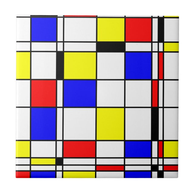 Azulejo De Cerâmica Estilo da arte de Mondrian (Frente)