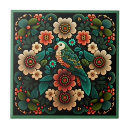 Azulejo De Cerâmica Estilo de arte, estilo flor, padrão de aves, azule