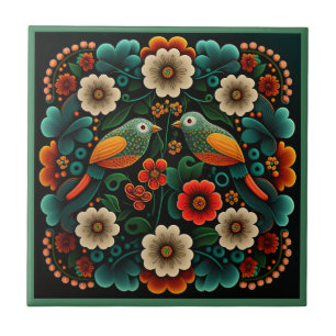 Azulejo De Cerâmica Estilo de arte, estilo flor, padrão de aves, azule