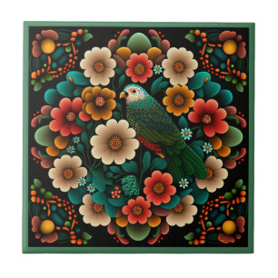 Azulejo De Cerâmica Estilo de arte, estilo flor, padrão de aves, azule