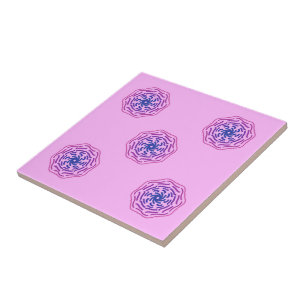 Azulejo De Cerâmica Estilo de Donut Glacê Rosa e Linhas de Decoração C