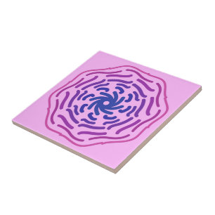 Azulejo De Cerâmica Estilo de Donut Glacê Rosa e Linhas de Decoração C