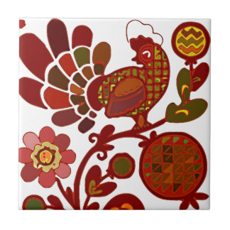 Azulejo De Cerâmica Estilo de humor 60s Rooster Laranja e Impressão ve