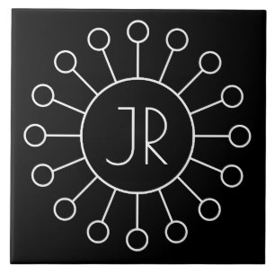 Azulejo De Cerâmica Estilo de Logotipo Vintage Legal Monograma Preto