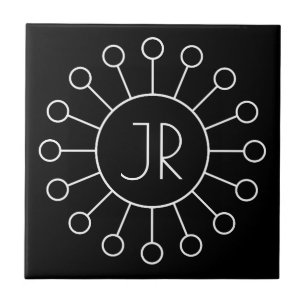 Azulejo De Cerâmica Estilo de Logotipo Vintage Legal Monograma Preto