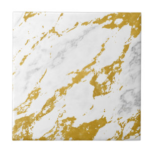 Azulejo De Cerâmica Estilo de mármore elegante6 - Dourado e branco
