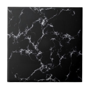 Azulejo De Cerâmica Estilo de mármore elegante 4 - preto e branco