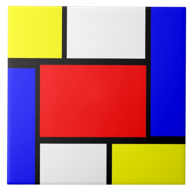 Azulejo De Cerâmica Estilo de Padrão Mondrian (Frente)