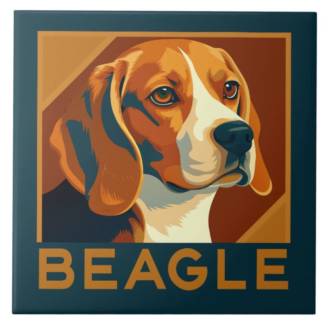 Azulejo De Cerâmica Estilo de Retrô do Retrato do Beagle Clássico (Frente)