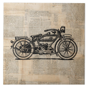 Azulejo De Cerâmica Estilo de Texto do Jornal de Arte de Motocicleta V
