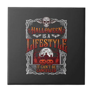 Azulejo De Cerâmica Estilo de Vida de Halloween Morcego Crânio Cemitér