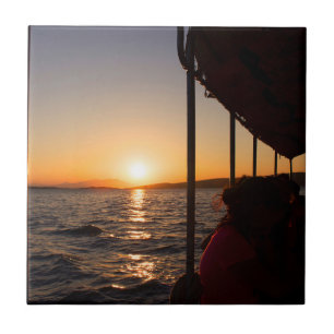 Azulejo De Cerâmica Estilo de vida no mar Egeu no pôr do sol no verão