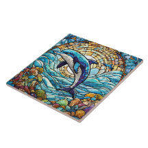 Estilo de vidro escondido saltando arte de golfinh