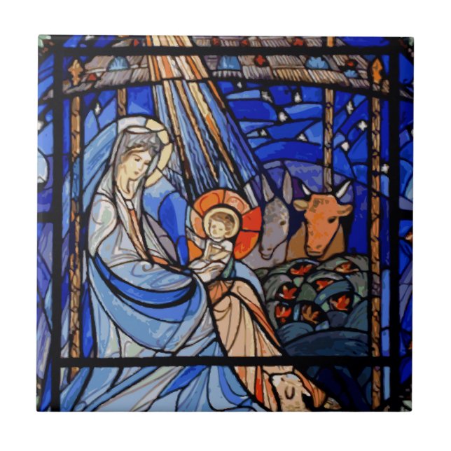 Azulejo De Cerâmica Estilo de Vidro Estido Natividade (Frente)