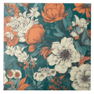Azulejo De Cerâmica Estilo de vinheta floral bonito sem descontinuidad