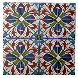 Azulejo De Cerâmica Estilo Espanhol Simulado Mosaico Azul Verde