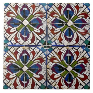 Azulejo De Cerâmica Estilo Espanhol Simulado Mosaico Azul Verde