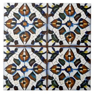 Azulejo De Cerâmica Estilo Espanhol Simulado Vermelho Mosaico, Preto e
