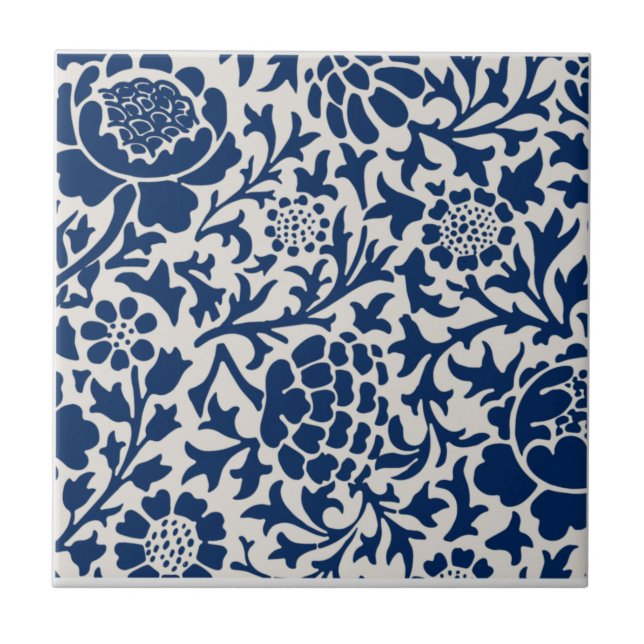 Azulejo De Cerâmica Estilo Europeu de Padrão de Thistle Azul (Frente)