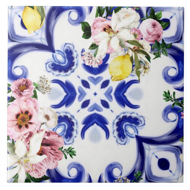 Azulejo De Cerâmica estilo italiano,azulejos,majolica,Impressão de tud (Frente)