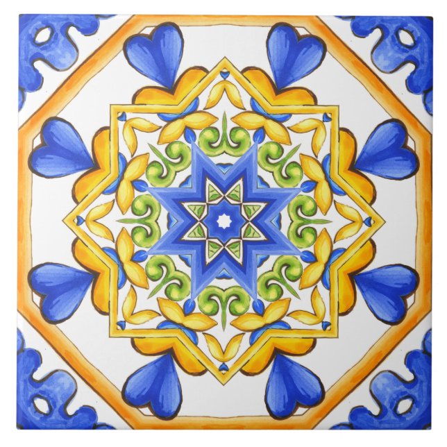 Azulejo De Cerâmica Estilo italiano,azulejos,majolica Impressão de tud (Frente)