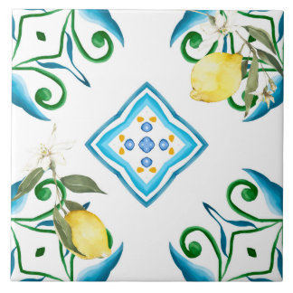 Azulejo De Cerâmica estilo italiano,azulejos,majolica,limão,Impressão 