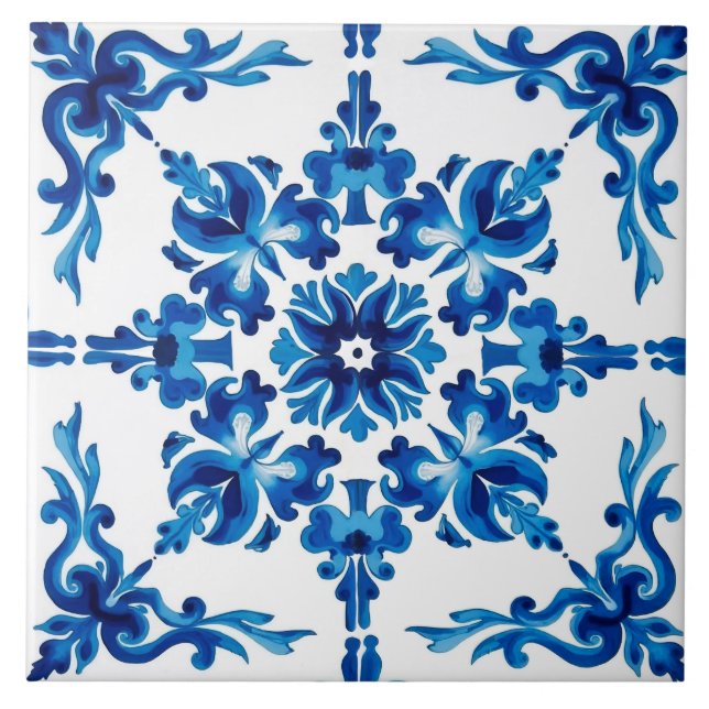 Azulejo De Cerâmica estilo italiano,Mediterrâneo,mosaico,azul, (Frente)
