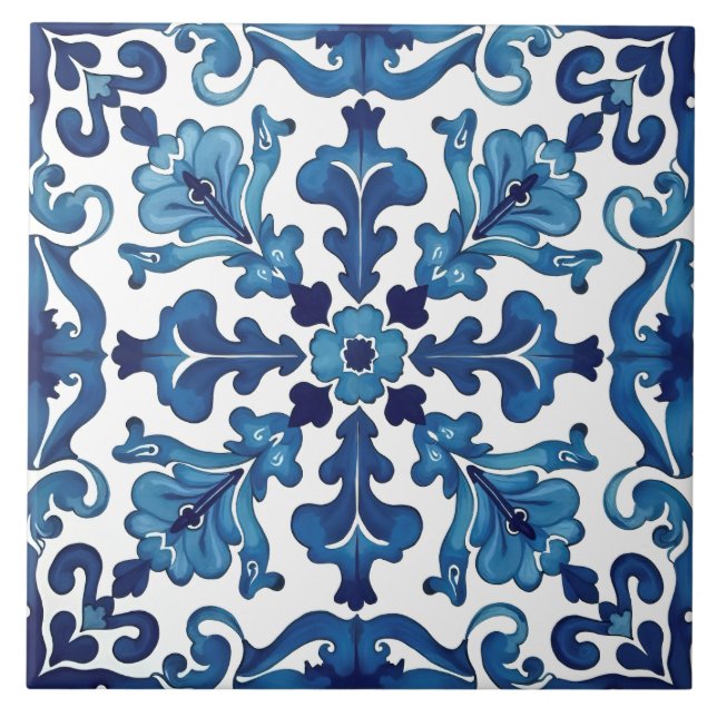 Azulejo De Cerâmica estilo italiano,Mediterrâneo,mosaico,azul, (Frente)