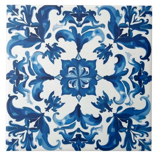 Azulejo De Cerâmica estilo italiano,Mediterrâneo,mosaico,azul, (Frente)
