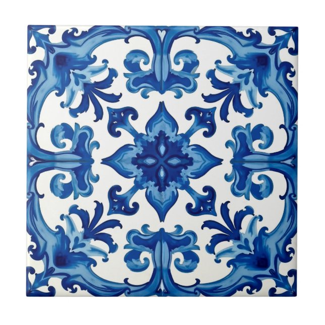 Azulejo De Cerâmica estilo italiano,Mediterrâneo,mosaico,azul, (Frente)