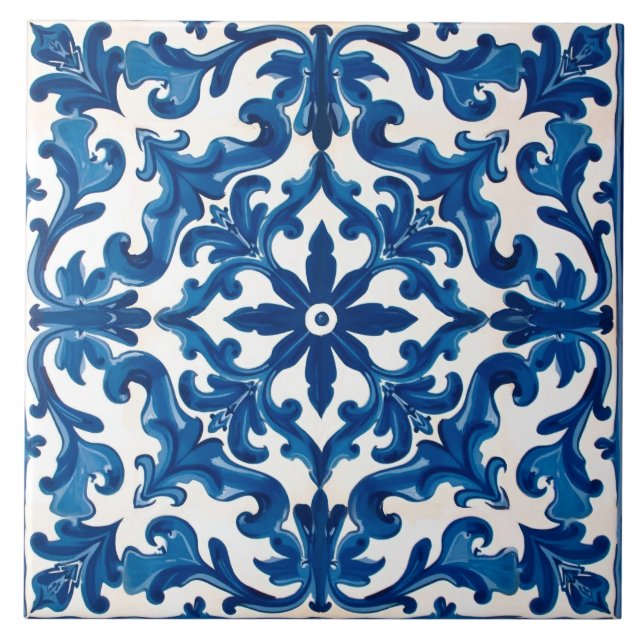 Azulejo De Cerâmica estilo italiano,Mediterrâneo,mosaico,azul, (Frente)