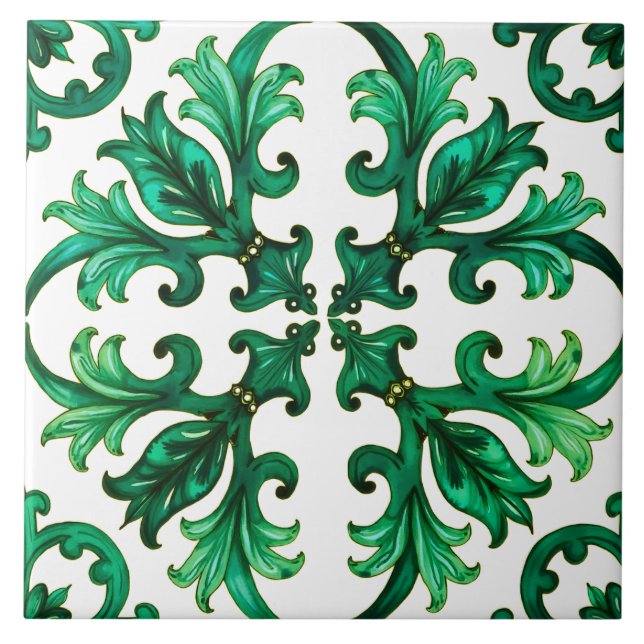 Azulejo De Cerâmica Estilo italiano,mosaico,verde (Frente)