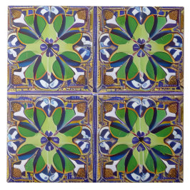 Azulejo De Cerâmica Estilo marroquino Simulado Azul e Verde do Mosaico