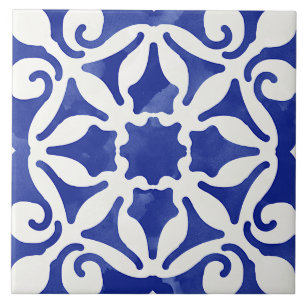 Azulejo De Cerâmica Estilo Mediterrâneo Decorativo Azul