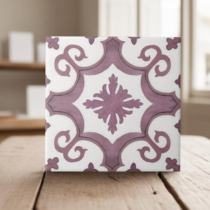 Azulejo De Cerâmica Estilo mediterrânico vermelho-burgundy suave