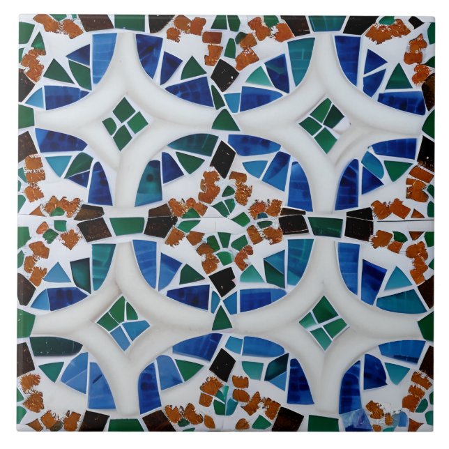 Azulejo De Cerâmica Estilo Mexicano Simula Vermelho Mosaico Verde Azul (Frente)