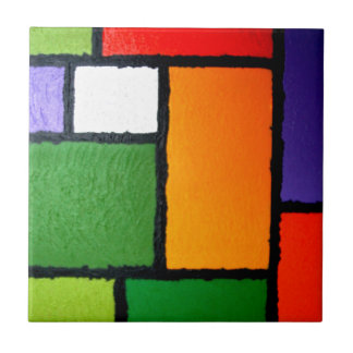 Azulejo De Cerâmica Estilo Mondrial Abstrato Azul Verde Laranja