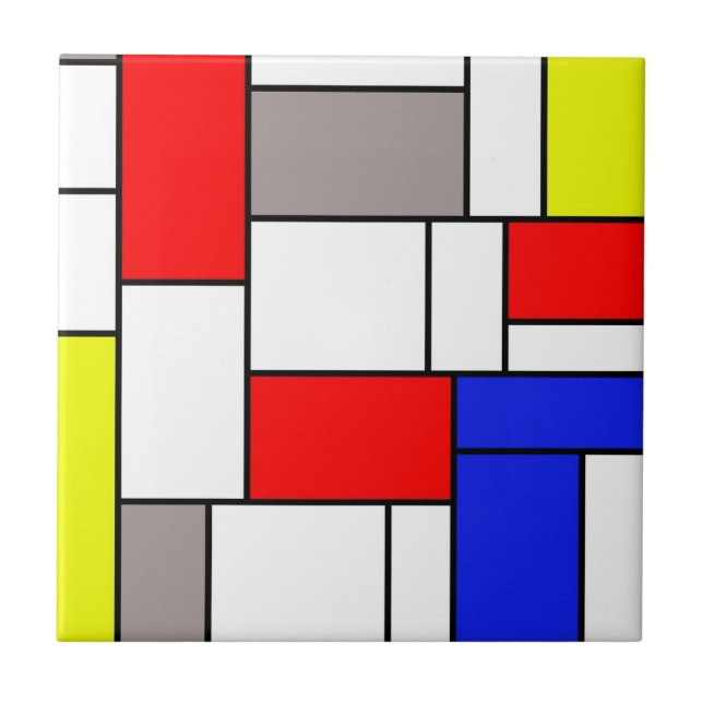 Azulejo De Cerâmica estilo Mondrian (Frente)