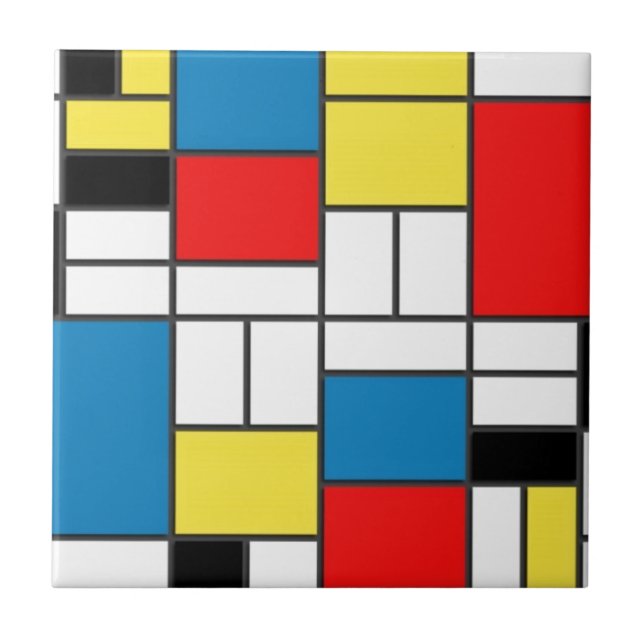 Azulejo De Cerâmica Estilo Mondrian (Frente)