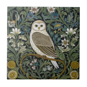 Azulejo De Cerâmica Estilo Nouveau de coruja branca