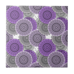 Azulejo De Cerâmica Estilo oriental de mandala árabe com padrão roxo r