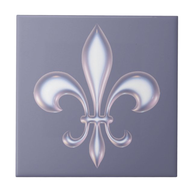 Azulejo De Cerâmica Estilo Pérola Fleur de Lis (Frente)
