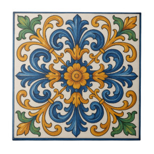 Azulejo De Cerâmica Estilo Pintado Pela Mão Do Mediterrâneo