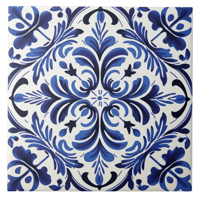 Azulejo De Cerâmica Estilo português - padrão bonito (Frente)