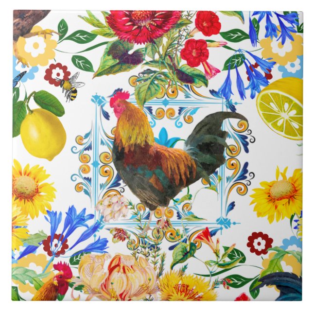 Azulejo De Cerâmica Estilo siciliano,majolica,limões                (Frente)