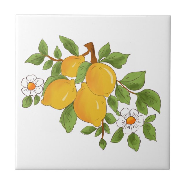 Azulejo De Cerâmica Estilo siciliano,majolica,limões            (Frente)