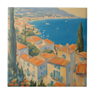 Azulejo De Cerâmica Estilo Vintage Cote D'Azur French Viagem Watercolo