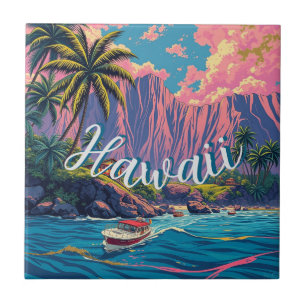 Azulejo De Cerâmica Estilo Vintage Viagem Honolulu Médio Havaiano - Pa
